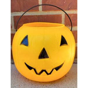 Vintage Jack O Lantern Pumpkin Blow Mold General Foam Plastics Bucket Handle